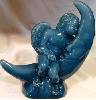 Cherub On Moon Candle - Teal Marine