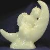 Cherub On Moon Candle - Ivory